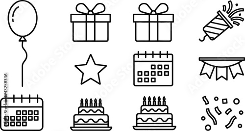 Birthday icon bundle for celebrations and parties