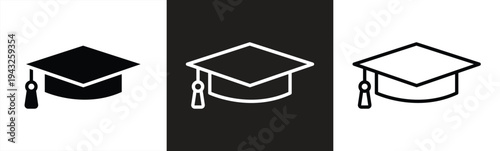 Graduation cap icon. Linear student cap. Academic cap icon. Vector illustration