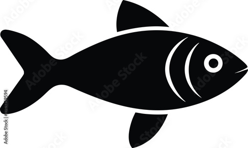 glassfish silhouette vector art illustration, black and white design