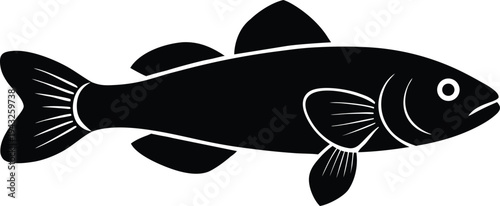 goby fish silhouette vector art illustration, black and white design