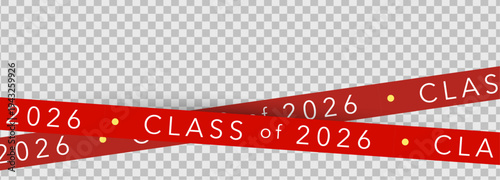 Class Off 2026 Seniour Year Graduation Red Lines. School Calendar Frame, Graduate Invitation Card Design, Congratulations Banner Template. School Grad Day Celebration Layout. Vector Illustration
