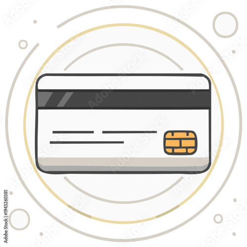 Stylized Financial Transaction Payment Card with EMV Chip Modern Banking Concept Flat Design for Digital Use and E-Commerce Applications