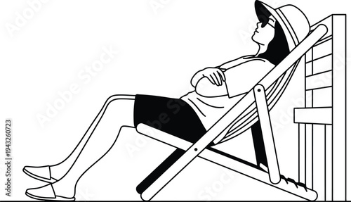 Woman relaxing in a deck chair