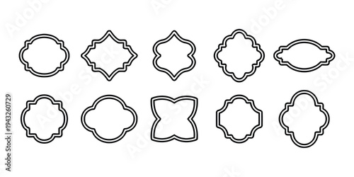 Set of ornamental frames and borders in outline style