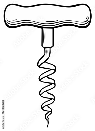 Vintage corkscrew illustration isolated on white background.