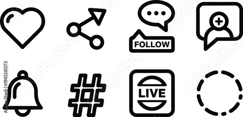 Social media icon bundle for communication and engagement
