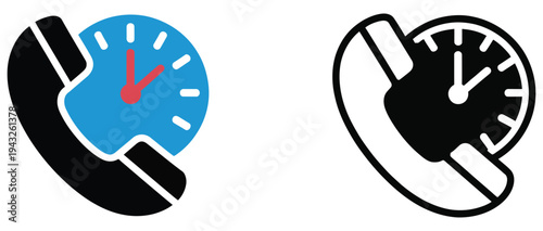 Phone and stopwatch icon set for time management, productivity tracking, schedule control, and task reminder concept vector