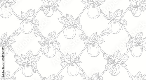 Delicate Apple Blossom Branch Pattern - Vintage Sketch Style