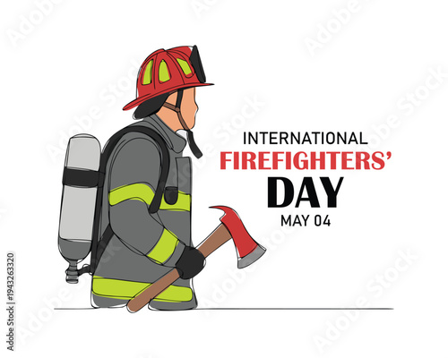 firefighter silhouette vector illustration, as a banner, poster or template for international firefighters day.