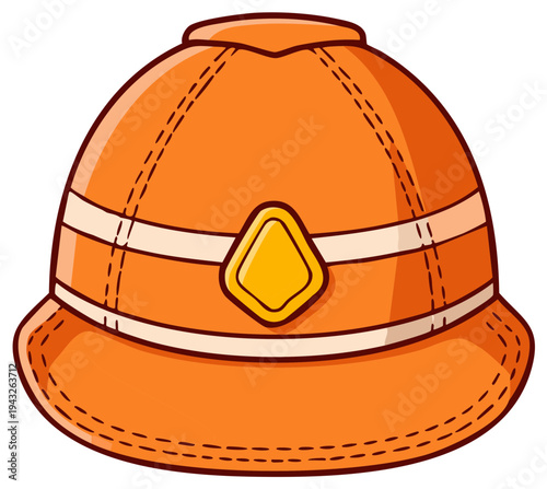 Cartoon Style Pith Helmet - Orange, White Bands, and Adventure Accessory for Fun or Costume