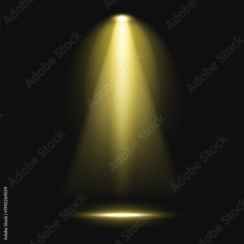 Dramatic spotlight illuminating darkness vector