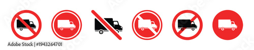 Set of truck traffic signs showing prohibition and restriction symbols