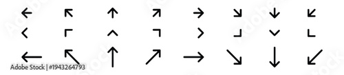 Set of various arrow icons pointing in different directions