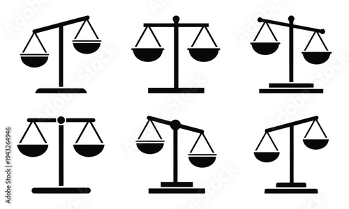 Set of weighing scales icons balance and comparison symbols vector illustration