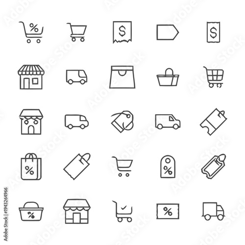Shopping and retail icons for online store and e-commerce website symbols