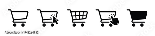 Shopping cart icons for online shopping and e-commerce