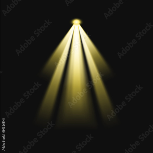 Three spotlights illuminating stage vector