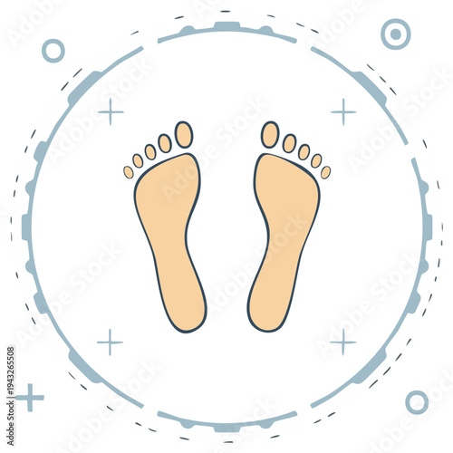 Pair of Bare Human Footprints Vector Illustration Abstract Health and Wellness Symbol