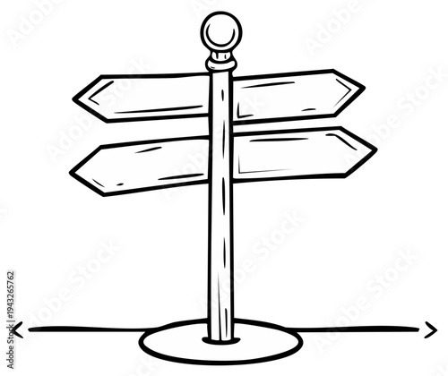 Directional signpost with two blank signs pointing left and right offering choices and guidance