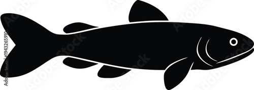 Fotografie hillstream loach silhouette vector art illustration, black and white design