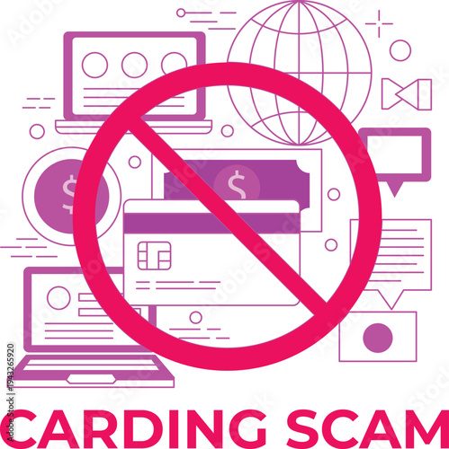Warning sign for online credit card scam or fraud