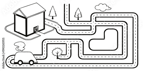 A detailed illustration of a central heating system with pipes and radiators