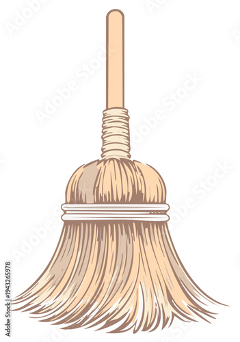 Vector illustration of a simple cartoon broom for household cleaning and sweeping