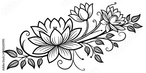 A beautiful and intricate floral arrangement with various types of flowers and leaves