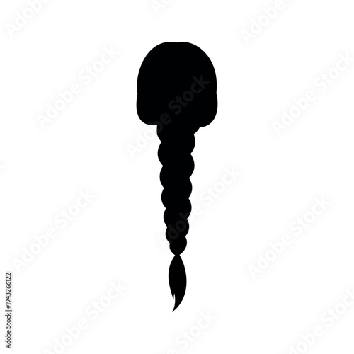 Long hair braid silhouette vector flat illustration design.