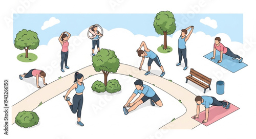 People Exercising in the Park.
