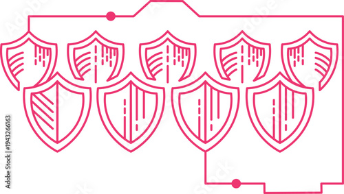 Network security shields connected in a circuit pattern