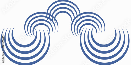This logo features a dynamic, circular design composed of curved, parallel blue lines that form an abstract infinity or vortex-like shape