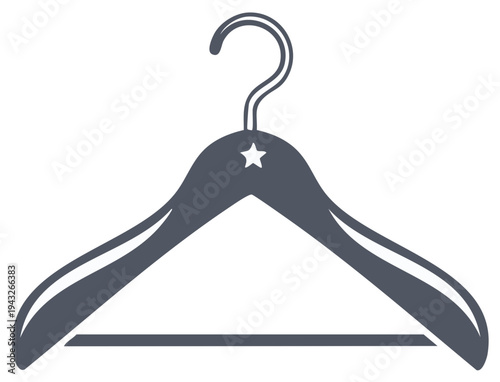 Simple Stylized Clothing Hanger with Star Detail Minimalist Icon