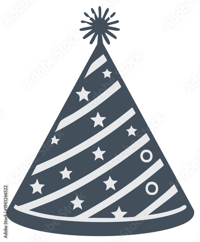 Festive party hat with stars and circles for celebration and fun events