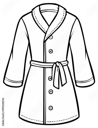 Outlined illustration of a bathrobe with a belt