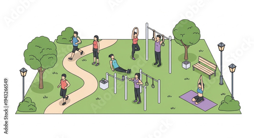 People Exercising in the Park.