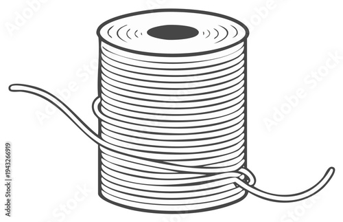 Vector line art illustration of a spool of thread or string