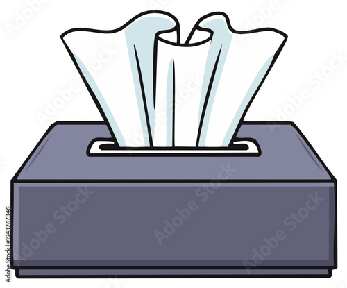 Tissue Box with White Tissues Facial Wipes Clean Hygiene Illustration