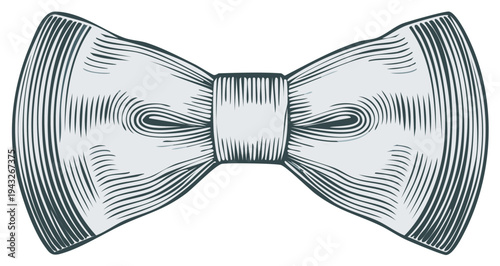 Elegant Bow Tie Illustration with Classic Engraving Style and Subtle Shading