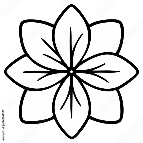 Simple Floral Outline Illustration Petals Pattern Black And White Graphic Design Element