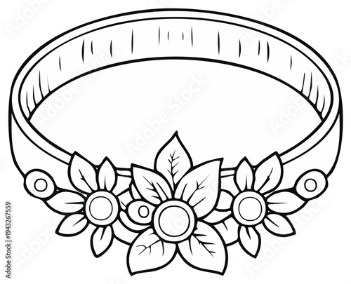 Elegant headband adorned with floral design, suitable for crafts, coloring books and creative projects, simplistic and classic.
