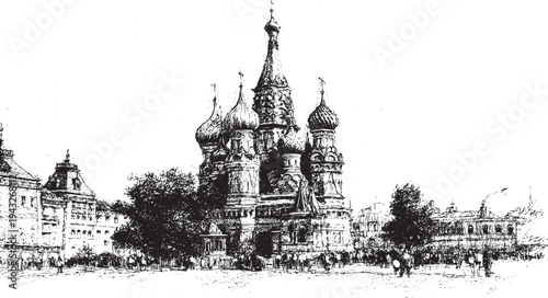 Saint Basil's Cathedral, Russia illustration on a white background. This vector illustration can be used in any size you like for advertising, logos, and other work.