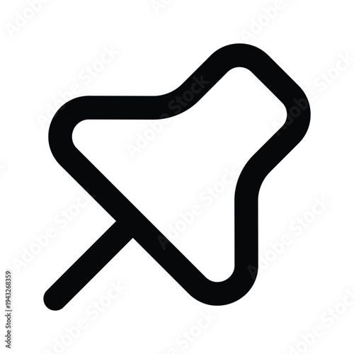 Simple outline icon of a thumbtack or pushpin for office or design concepts