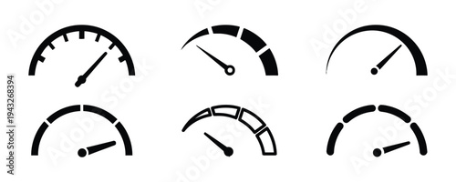 six different speedometers and gauges icons