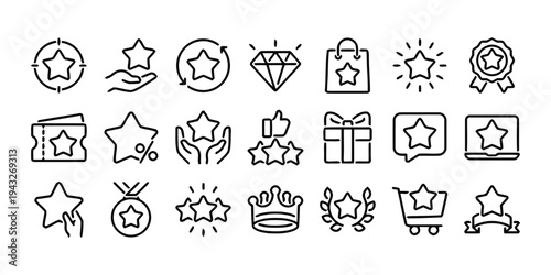Star rating and reward icons for customer feedback and loyalty programs