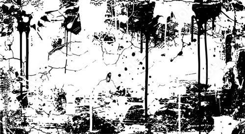 Texture grunge with black splatters and cracks on white background featuring abstract, distressed, worn with vintage