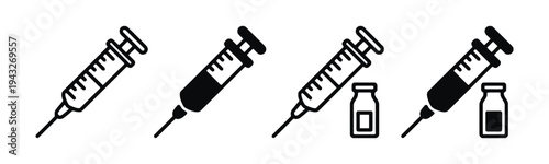 Syringe and vial icons representing vaccination and medical treatment