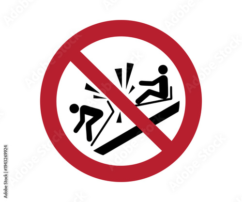 ISO 7010 P047 Do not ram into toboggans signs. Prohibition sign pictogram vector design and illustration. 