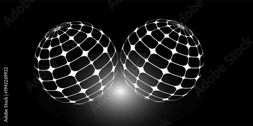 Global mesh sphere. Abstract geometric shape with spherical severed off triangular faces.