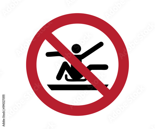 ISO 7010 P046 Do not stretch out of toboggan sign illustration on transparent background. 
